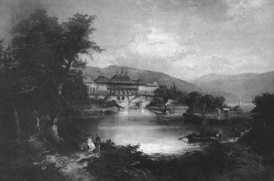 Ansicht von Schloss Pillnitz mit Dampfschiff von Christian Friedrich Gille